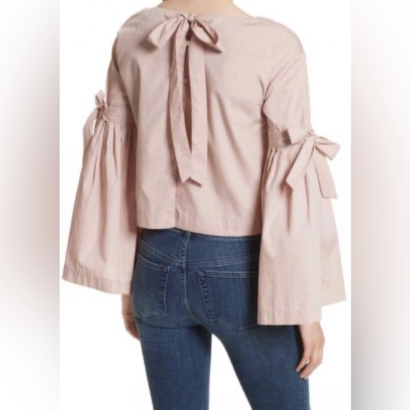 Free People|So obviously yours top, in crisp white•••Bell sleeves,bow details - Picture 16 of 16